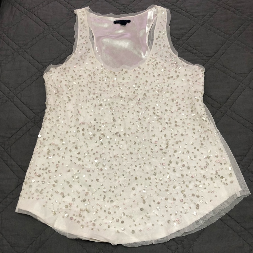 White Sparkly Tank Top